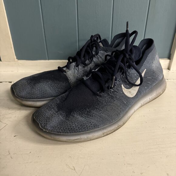 Nike Free‎ RN Flyknit 2017 Men's Size 12 Running Shoes Ocean Fog 880843-404 Used - Picture 2 of 8